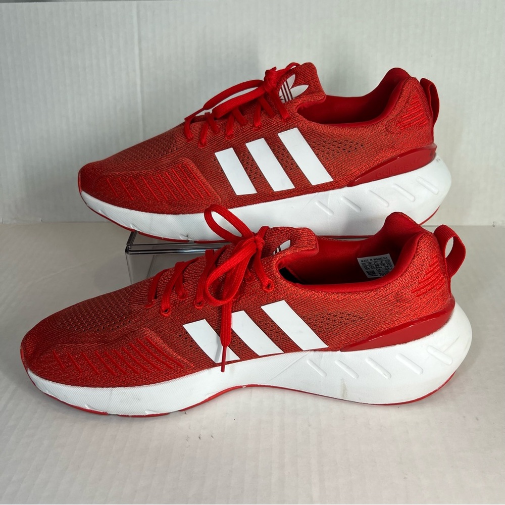 Adidas Men’s Red and White Sneakers - Picture 2 of 9
